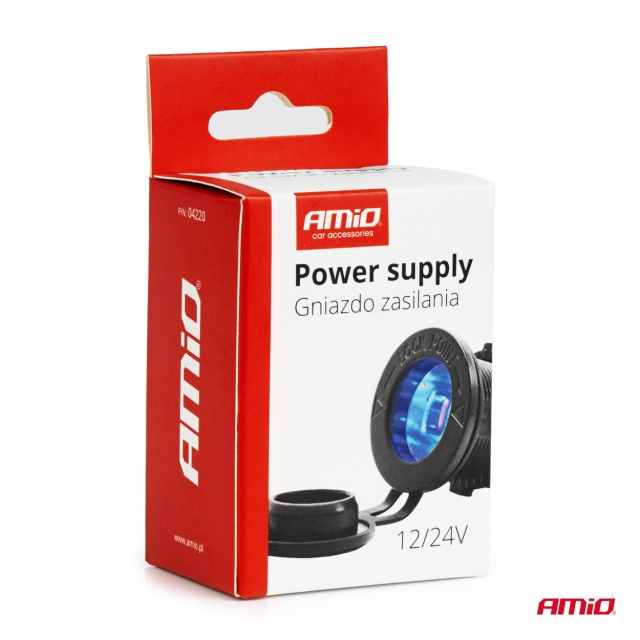Priza bricheta auto rezistenta la apa, cu lumina de fundal, LED albastru 12/24V [5]