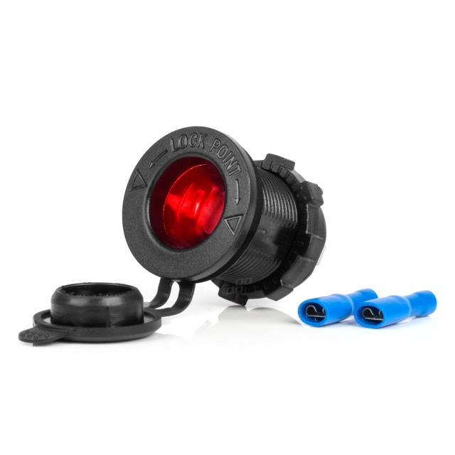 Priza bricheta auto rezistenta la apa, cu lumina de fundal, LED rosu 12/24V [1]