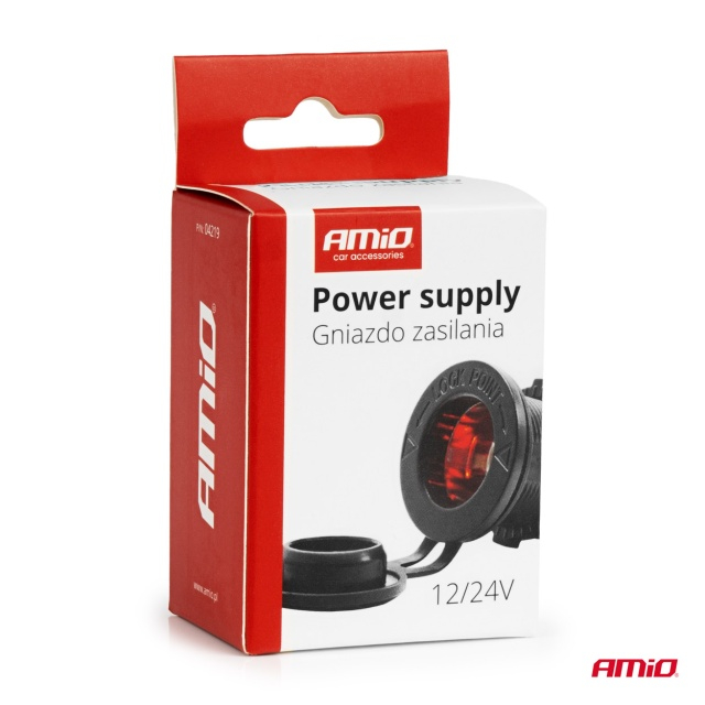 Priza bricheta auto rezistenta la apa, cu lumina de fundal, LED rosu 12/24V [5]