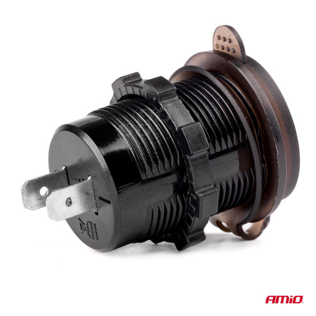 Priza cu 2 x USB, voltmetru, 12-24V, 2.1+1.0A, incastrabila [2]