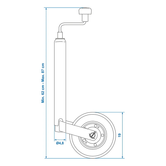 Roata de sprijin / manevra, teava de 48mm / anvelopa cauciuc plin 200 x 50 mm [7]