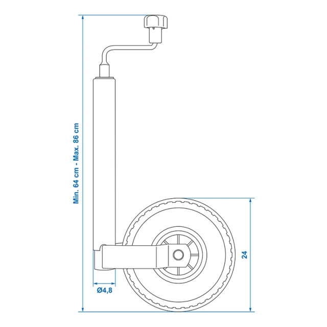 Roata de sprijin / manevra, teava de 48mm / anvelopa cu camera 260 x 85 mm [7]