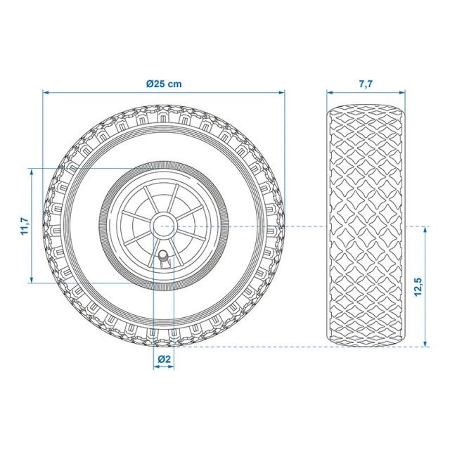 Roata pentru protap, janta plastic 260x85mm, anvelopa cu camera [7]