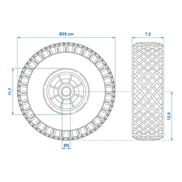 Roata pentru protap, janta plastic 260x85mm, cu poliuretan [7]