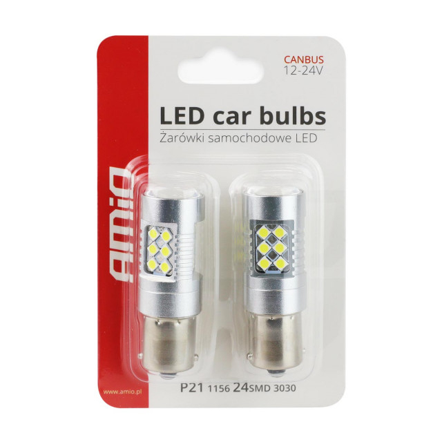 Set 2 becuri auto cu LED 12-24V, BA15S P21W , 24 SMD 3030 [3]