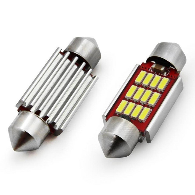Set 2 becuri auto LED Canbus 4014 12SMD C5W C10W C3W 12/24V alb [2]
