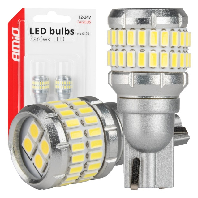 Set 2 becuri auto LED CANBUS alb T15 W16W 48SMD 4SMD 3014 3030 12V 24V [1]