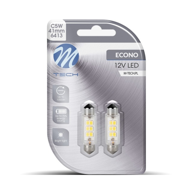 Set 2 becuri LED M-TECH Econo LB091W - C5W 41 mm, 6xSMD2835 alb [1]