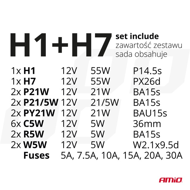 Set becuri H1, H7 si sigurante, 30 buc [4]