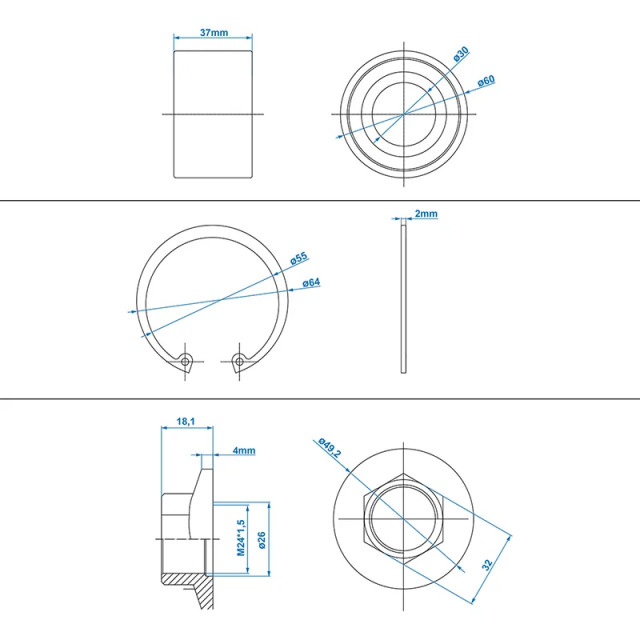 Set Rulment compact 30/60x37mm compatibil AL-KO [6]