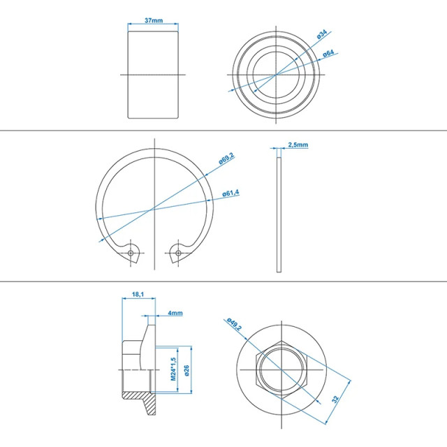 Set Rulment compact 34/64x37mm universal [6]