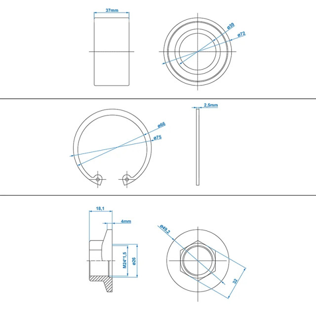 Set Rulment compact 39/72x37mm universal [6]