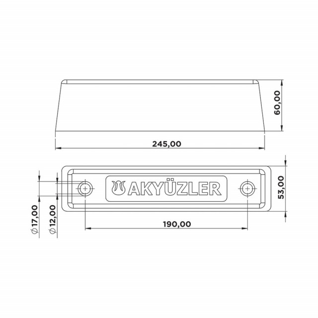 Tampon 245x53x60mm cu 2 gauri [2]