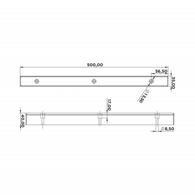 Tampon 500x35x40mm cu 3 gauri [2]