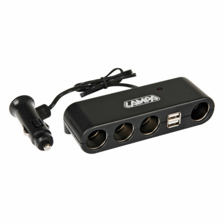 Incarcatoare / Modulatoare / Cabluri Date / Auxiliare - Adaptor priza multipla 4 + 2, priza cvadrupla 12 / 24V + USB