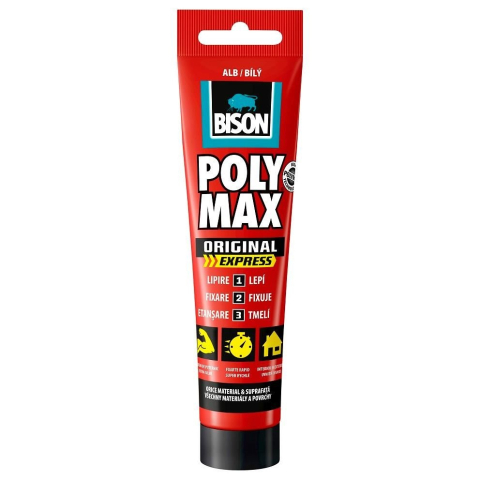 Adezive/Lichide/Solutii - Adeziv și etanșeizant MS Polimer BISON Poly Max Original Express, 165g alb