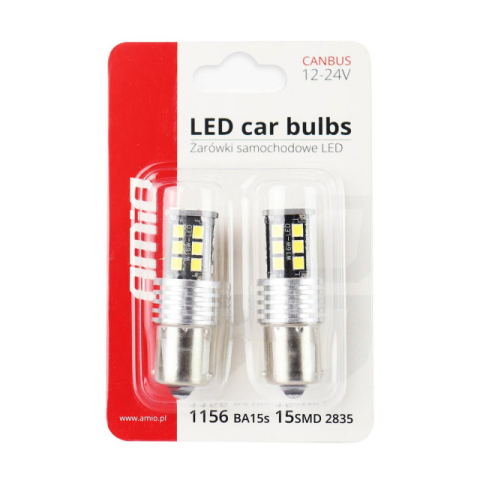 Becuri 12V - Bec auto LED Canbus BA15D P21W, 12-24V, 4.2W , 15 SMD,  set 2 buc