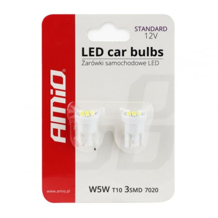 Bec de pozitie tip LED , T10 W2.1x9.5 W5W, 12V , 3 SMD 7020, culoare alb ,  set 2 buc [1]