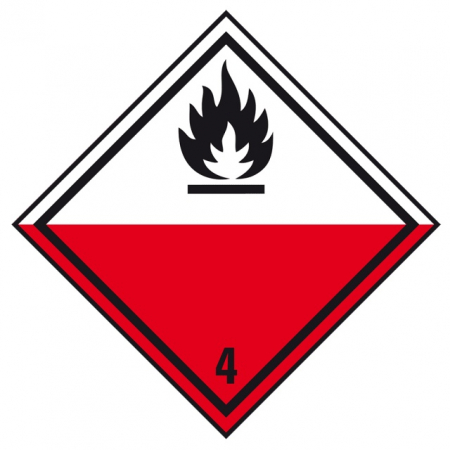 ADR - Eticheta ADR clasa 4.2 aluminiu "Transport substante predispuse la ardere spontana"