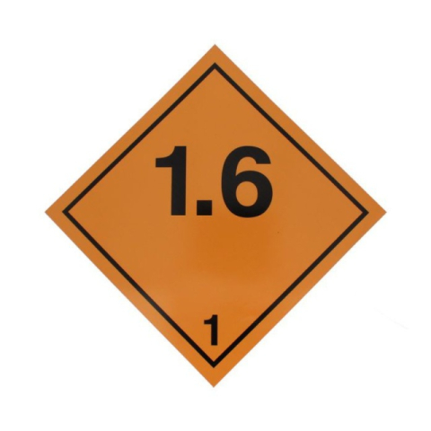 Protectie, Siguranta & ADR - Eticheta ADR Suport Aluminiu Pericol Transport Substante si Obiecte Explozive Clasa 1.6, 300x300mm