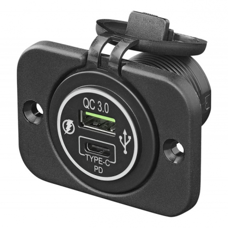 Incarcatoare / Modulatoare / Cabluri Date / Auxiliare - Încărcător rapid USB încorporat tip A + C 2 căi 12/24V 3Am model 1