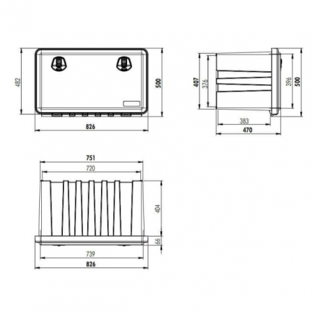 Ladă de Scule 826x500x470mm – Cutie Spațioasă și Rezistentă pentru Camion [3]