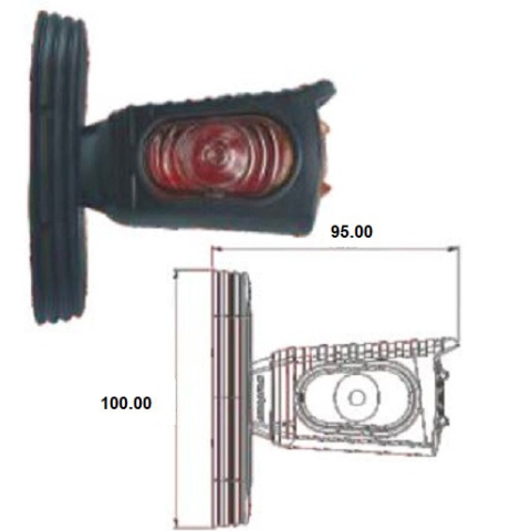 LAMPI - GIROFARURI - STROBOSCOAPE - Lampa gabarit, dreapta 95 x 100mm