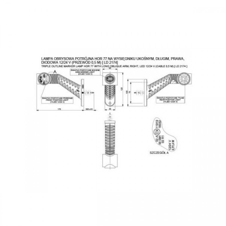 Lampa gabarit LED, 3 culori, stanga [1]