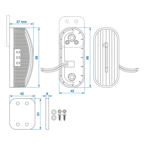 Lampa pozitie led dreapta alb-rosu [6]