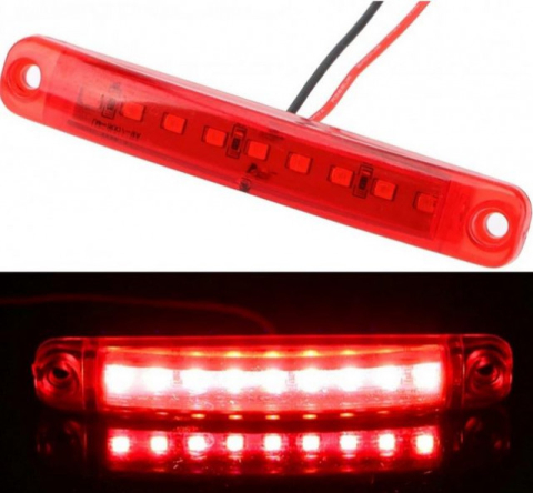 Lampi Marcaj Lateral - Lampa pozitie-strobo rosie 9 leduri 10x1.5 cm