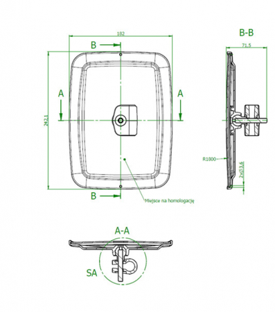 Oglinda universala cu incalzire 242x182 mm [1]