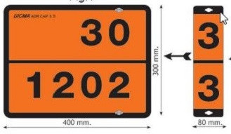 Placute/Autocolante ADR - Placa ADR aluminiu - Diesel si Benzina