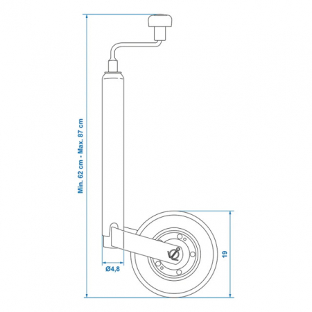 Roata de sprijin / manevra, teava de 48mm / anvelopa cauciuc plin 200 x 50 mm [6]
