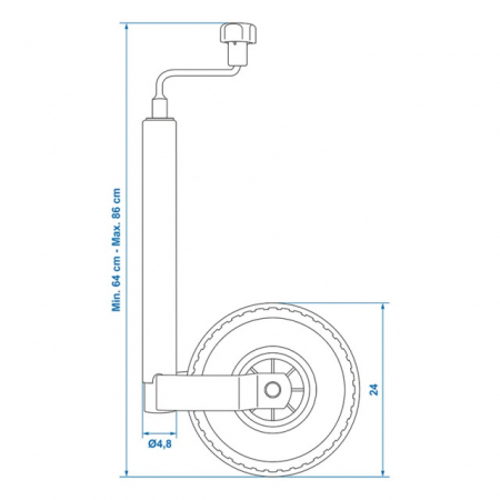 Roata de sprijin / manevra, teava de 48mm / anvelopa cu camera 260 x 85 mm [6]