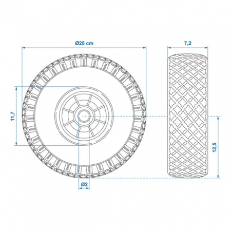 Roata pentru protap, janta plastic 260x85mm, cu poliuretan [6]