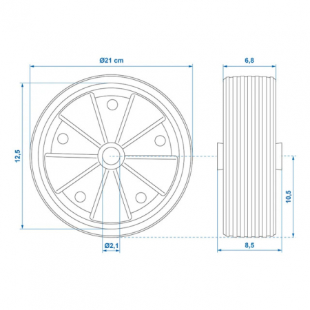 Roata pentru protap, janta plastic cu cauciuc solid 220x70mm [6]