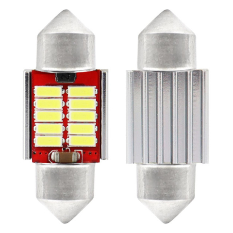 Set 2 becuri auto LED CANBUS 4014 10SMD C5W C10W C3W 12/24V ALB [1]