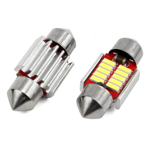 Set 2 becuri auto LED CANBUS 4014 10SMD C5W C10W C3W 12/24V ALB [2]