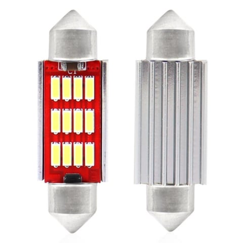 Becuri 12V - Set 2 becuri auto LED CANBUS 4014 12SMD C5W C10W C3W 12/24V ALB