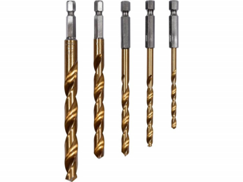 Trusa Scule-Unelte-Accesorii Service - Set 5 burghie placate cu titan, 4-10mm, pentru metal