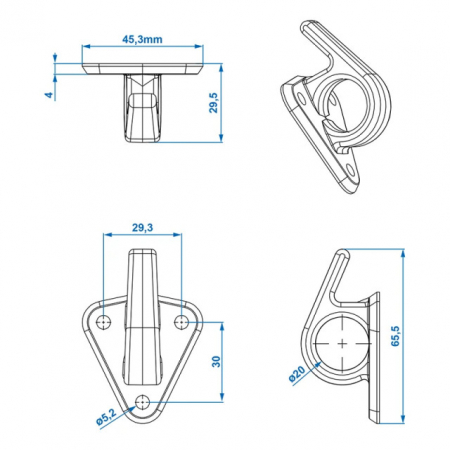 Set 5 carlige pentru franghie cu ochi 48x45 mm [3]