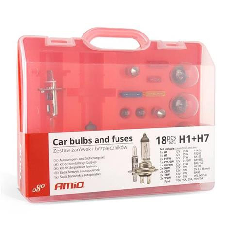 Becuri 12V - Set becuri cu halogen si sigurante 19buc - H1 + H7