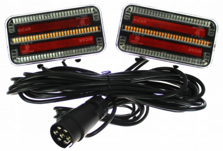 Lampi LED - Set Lămpi spate combinate magnetice, 3 funcții, 12-24V, cablu 7,5 m