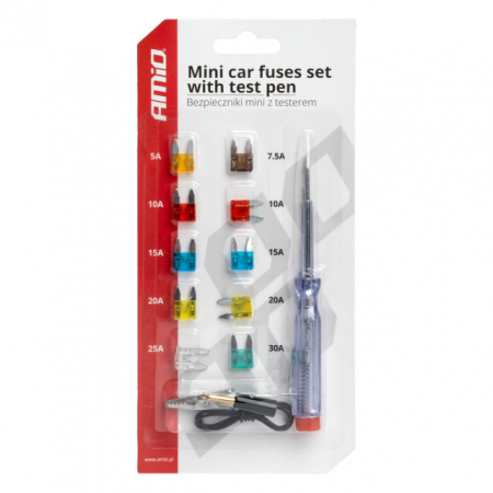 Electrice Auto - Set sigurante mini cu extractor si creion tensiune