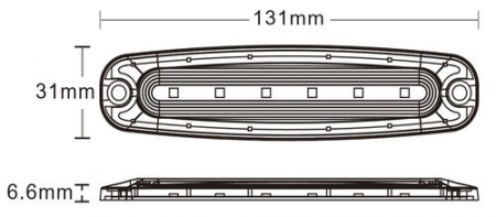 Stroboscop 6 led-uri ,12 - 24V , slim , lumina albastra [1]