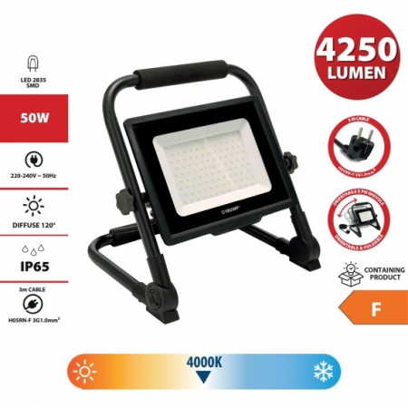 WAINGRO 50W: Proiector de lucru LED SMD 50W cu suport de sol si cablu de 3 metri [3]