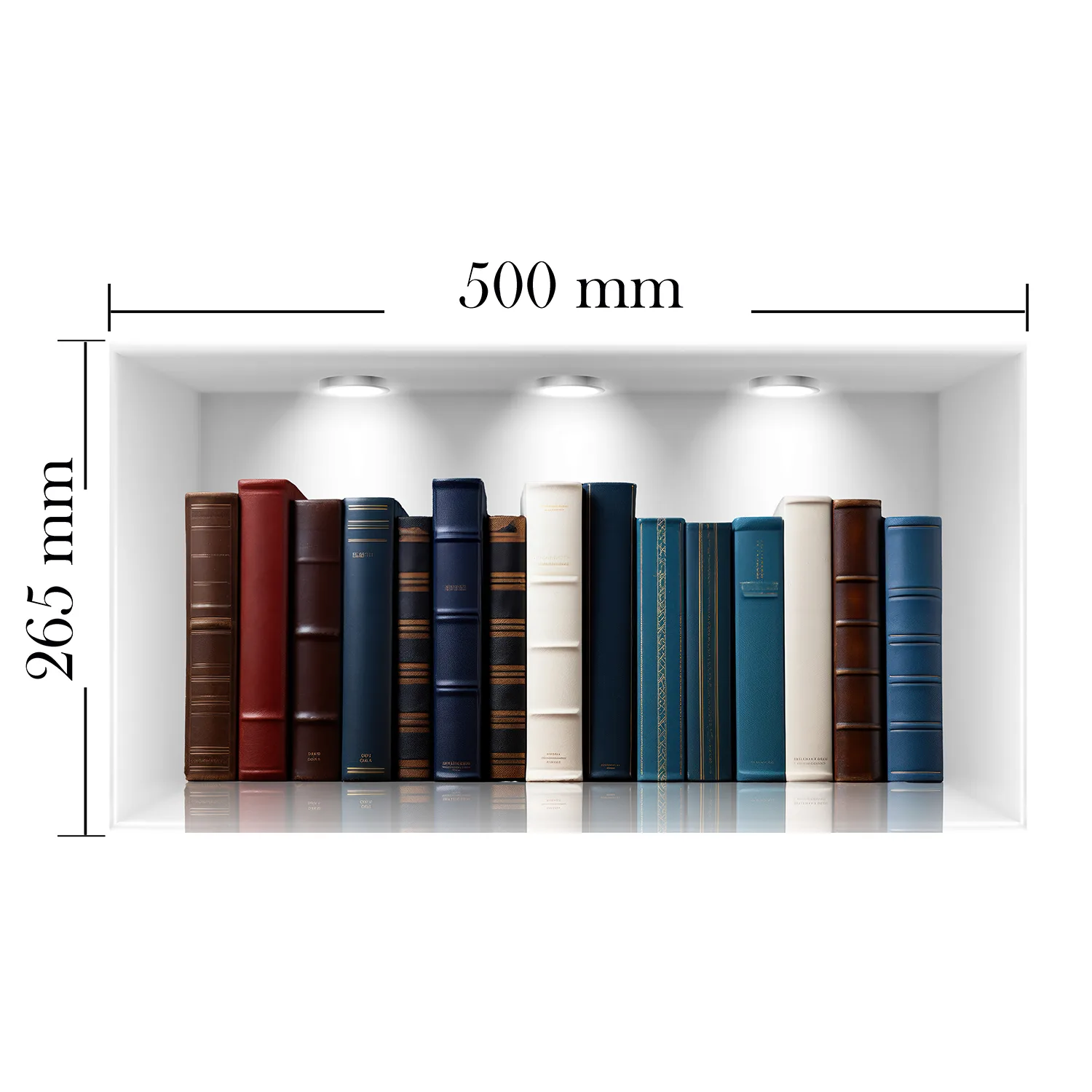 Autocolant Decorativ Cărți pe Raft 3D – Sticker PVC pentru Perete 500 x 265 mm [5]