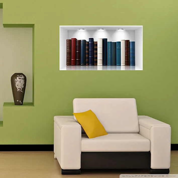 Autocolant Decorativ Cărți pe Raft 3D – Sticker PVC pentru Perete 500 x 265 mm [4]