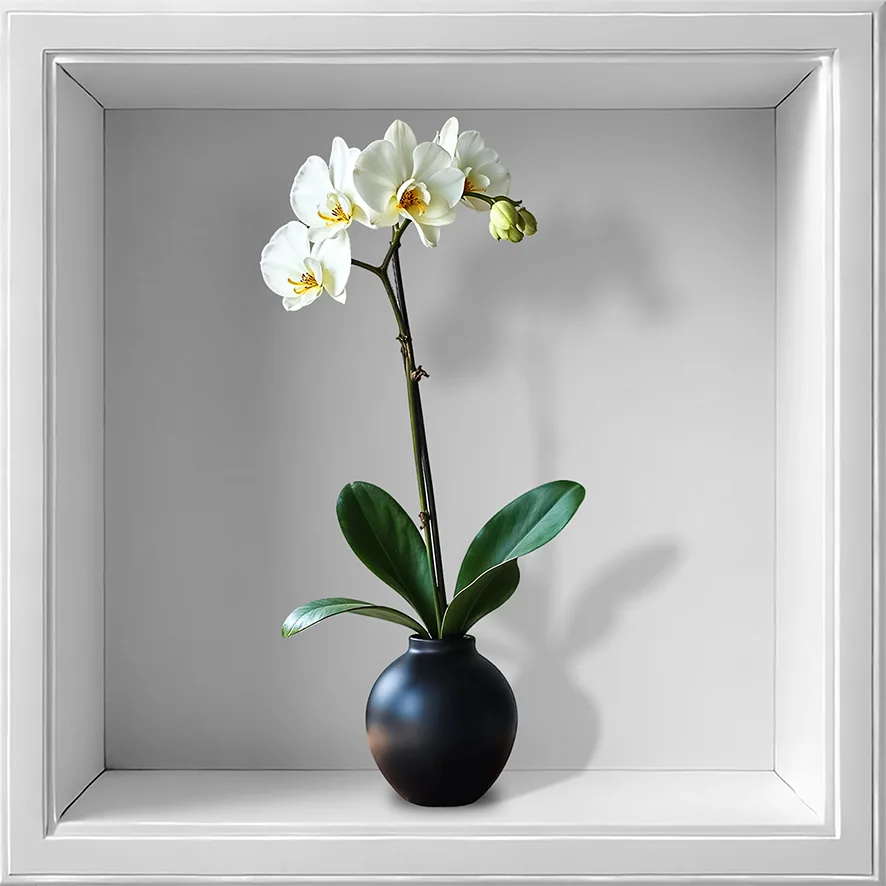 Set 3 Stickere Decorative Orhidee 3D – Autocolant PVC pentru Perete 30x30 cm [6]