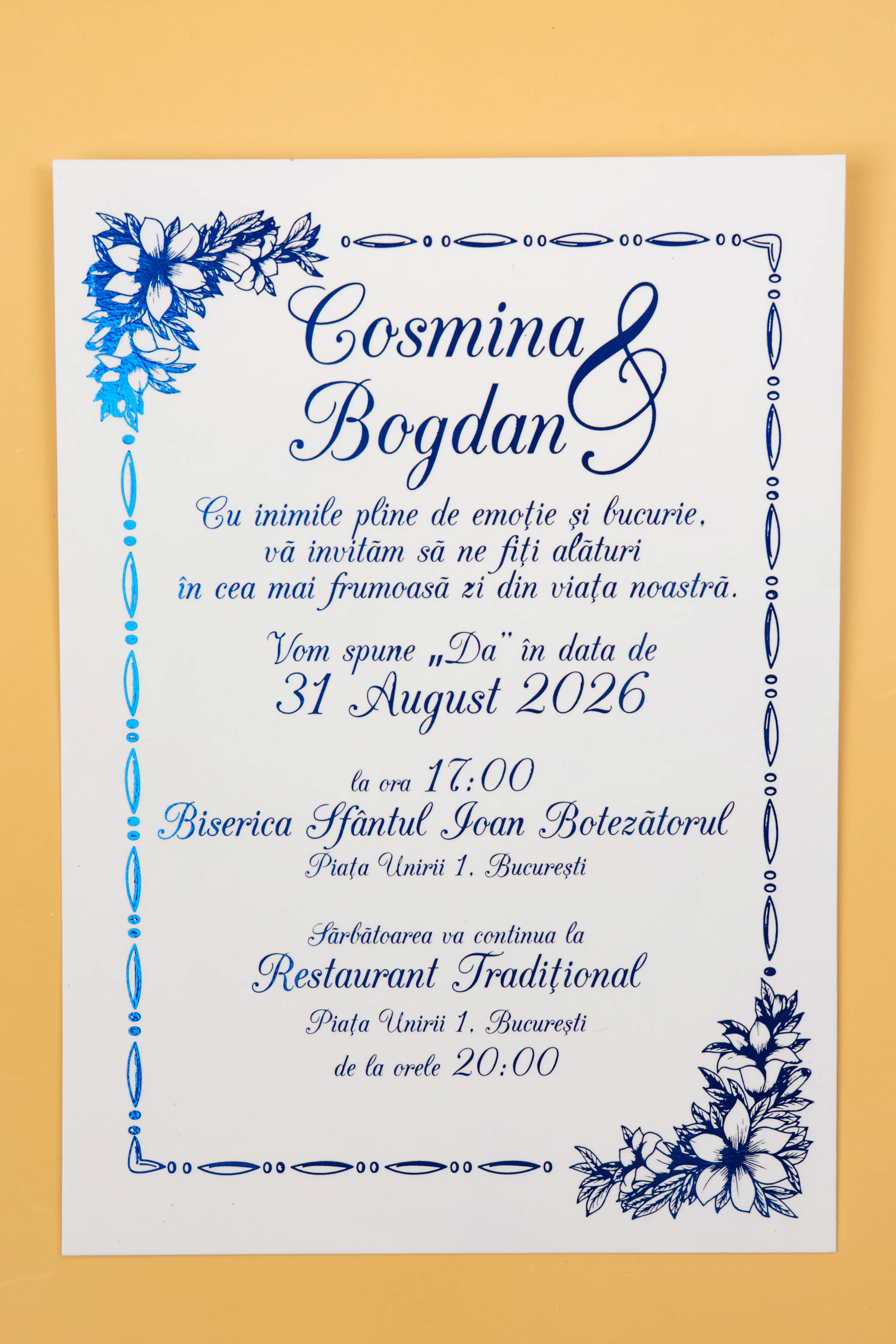 Invitatie Nunta Model 1 scris auriu, argintiu, rosu, verde, albastru [6]